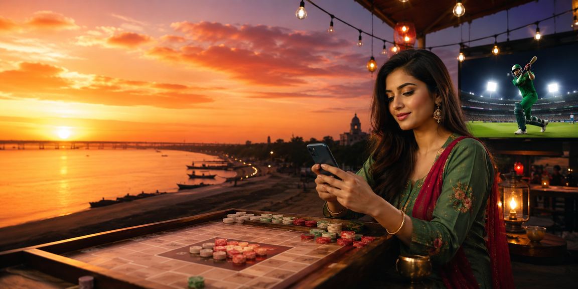 A user enjoying bd11 Cricket Betting on mobile at Cox's Bazar beach